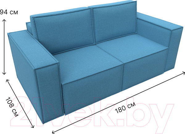 Изображение товара Диван Лига Диванов Куба мини / 121892 (рогожка Амур голубой)