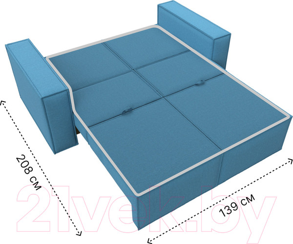 Изображение товара Диван Лига Диванов Куба мини / 121892 (рогожка Амур голубой)