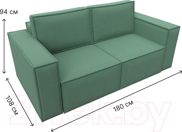 Изображение товара Диван Лига Диванов Куба мини / 121893 (рогожка Амур зеленый)