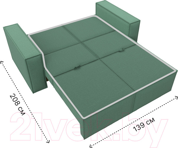 Изображение товара Диван Лига Диванов Куба мини / 121893 (рогожка Амур зеленый)