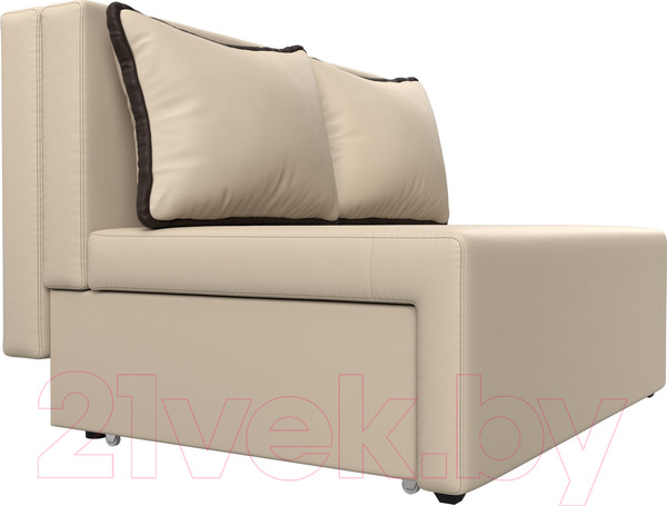 Изображение товара Диван Лига Диванов Лагуна / 114453 (экокожа бежевый/кант экокожа коричневый)