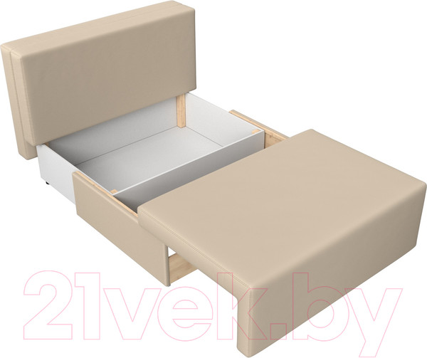 Изображение товара Диван Лига Диванов Лагуна / 114453 (экокожа бежевый/кант экокожа коричневый)