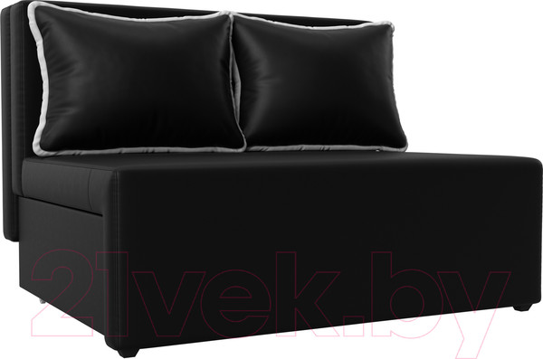Изображение товара Диван Лига Диванов Лагуна / 114456  (экокожа черный/кант экокожа белый)