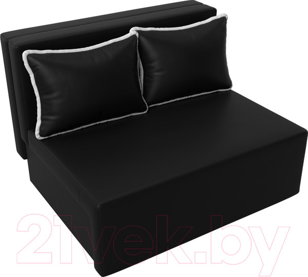 Изображение товара Диван Лига Диванов Лагуна / 114456  (экокожа черный/кант экокожа белый)