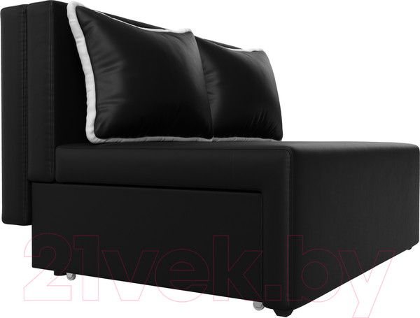 Изображение товара Диван Лига Диванов Лагуна / 114456  (экокожа черный/кант экокожа белый)