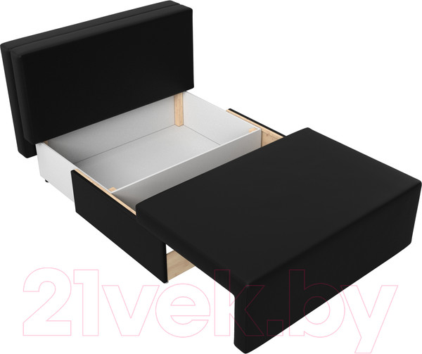 Изображение товара Диван Лига Диванов Лагуна / 114456  (экокожа черный/кант экокожа белый)