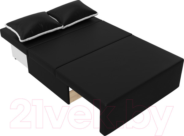 Изображение товара Диван Лига Диванов Лагуна / 114456  (экокожа черный/кант экокожа белый)