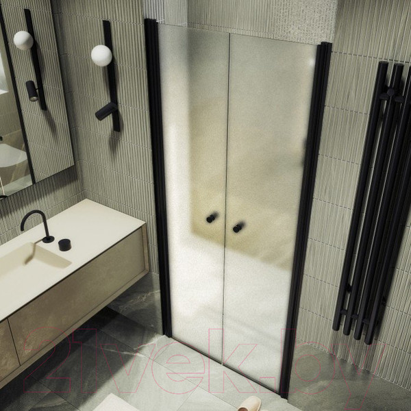 Изображение товара Душевая дверь MaybahGlass 198x89 / MGD-436-6 (сатин стекло/черный)