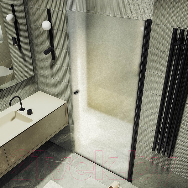 Изображение товара Душевая дверь MaybahGlass 198x60 / MGD-802-6 (сатин стекло/черный)