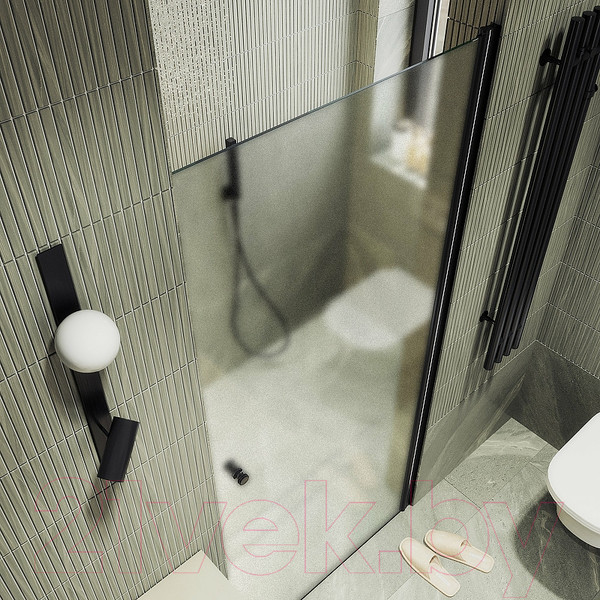 Изображение товара Душевая дверь MaybahGlass 198x60 / MGD-802-6 (сатин стекло/черный)