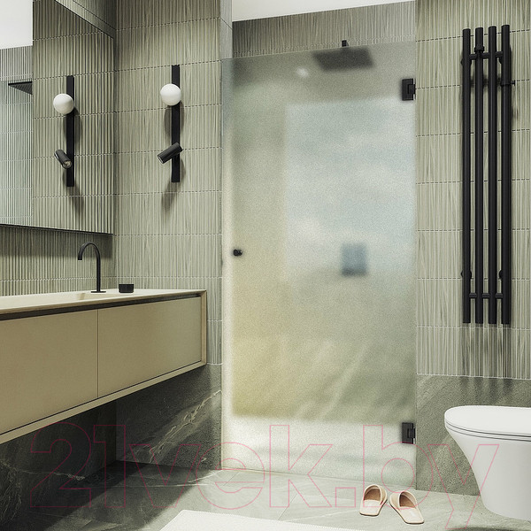 Изображение товара Душевая дверь MaybahGlass 195x70.5 / MGD-519-6 (сатин стекло/черный)