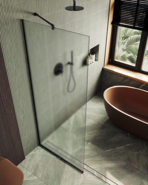 Изображение товара Душевая стенка MaybahGlass 195x109 / MGD-680-6у (сатин стекло/черный)