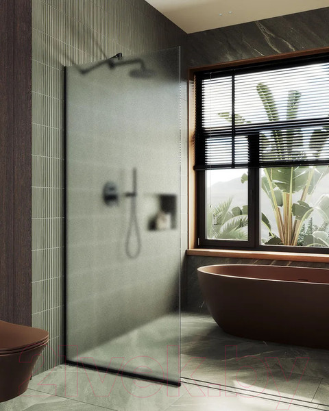 Изображение товара Душевая стенка MaybahGlass 195x119 / MGD-688-6у (сатин стекло/черный)