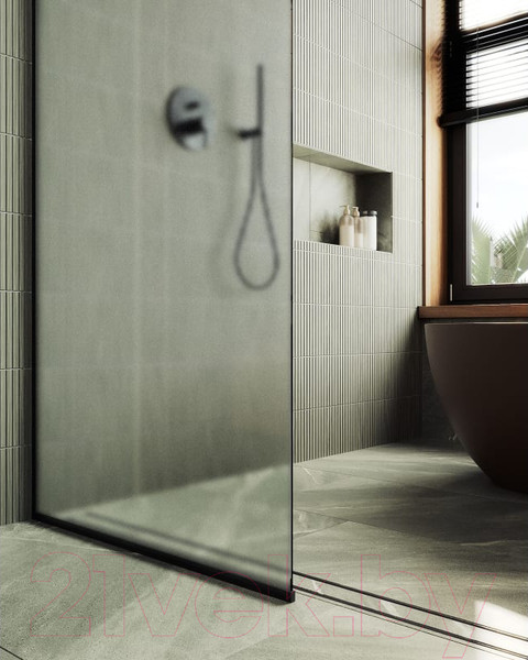 Изображение товара Душевая стенка MaybahGlass 195x79 / MGD-700-6у (сатин стекло/черный)