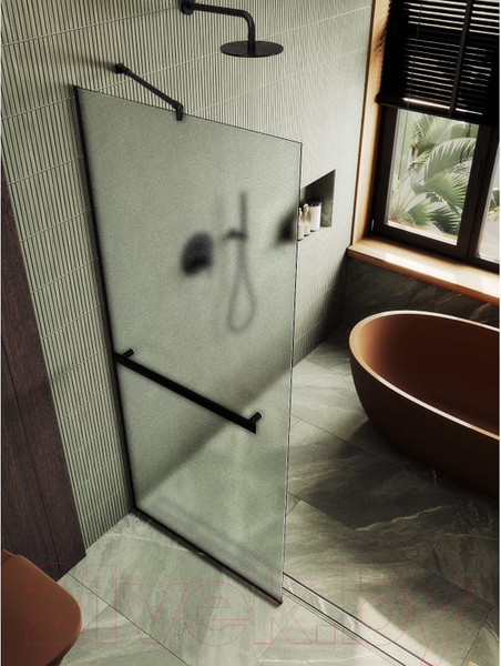 Изображение товара Душевая стенка MaybahGlass 195x79 / MGD-731-6у (сатин стекло/черный)