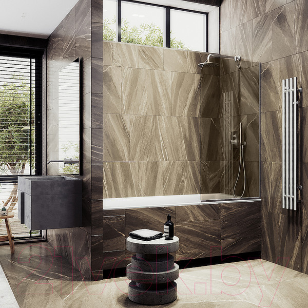 Изображение товара Стеклянная шторка для ванны MaybahGlass MGV-135-5у (бронзовое стекло/хром матовый)