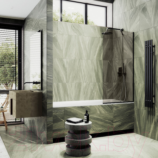 Изображение товара Стеклянная шторка для ванны MaybahGlass MGV-135-6у (бронзовое стекло/черный)