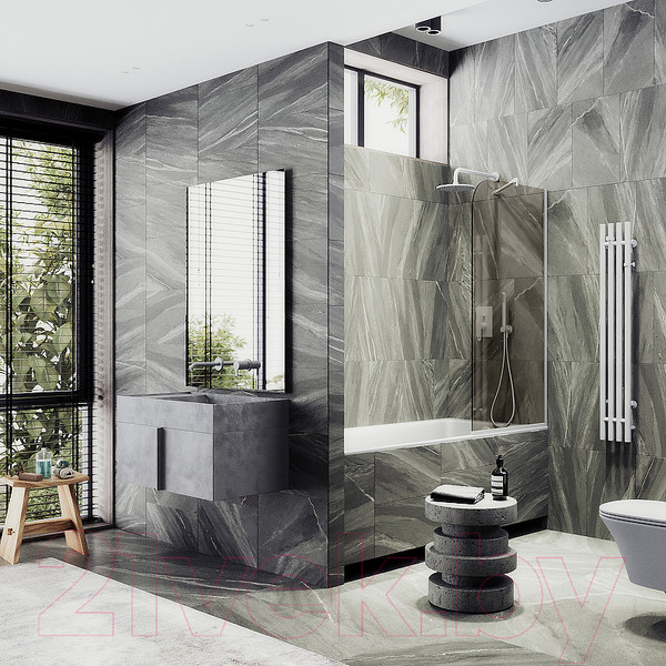 Изображение товара Стеклянная шторка для ванны MaybahGlass MGV-127-1у (бронзовое стекло/белый матовый)