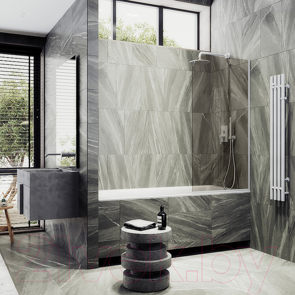 Изображение товара Стеклянная шторка для ванны MaybahGlass MGV-135-1у (бронзовое стекло/белый матовый)