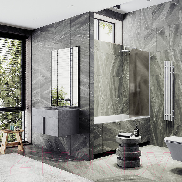 Изображение товара Стеклянная шторка для ванны MaybahGlass MGV-136-1у (бронзовое матовое стекло/белый матовый)