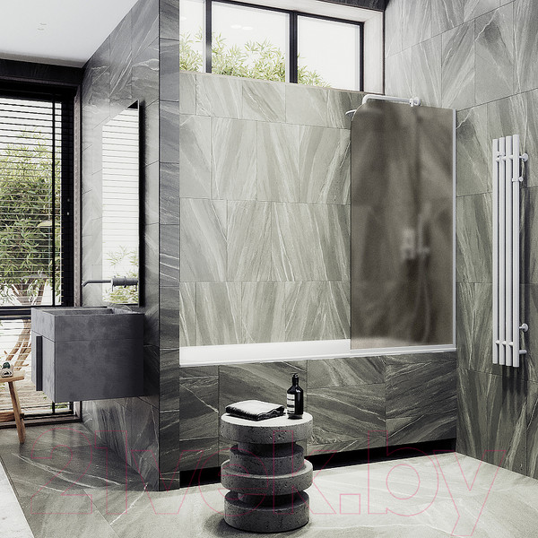 Изображение товара Стеклянная шторка для ванны MaybahGlass MGV-136-1у (бронзовое матовое стекло/белый матовый)