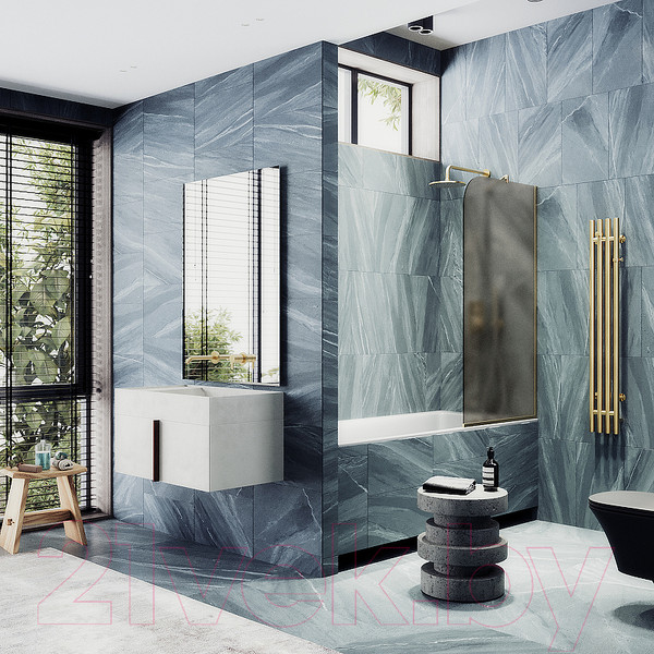 Изображение товара Стеклянная шторка для ванны MaybahGlass MGV-136-3у (бронзовое матовое стекло/золотой)