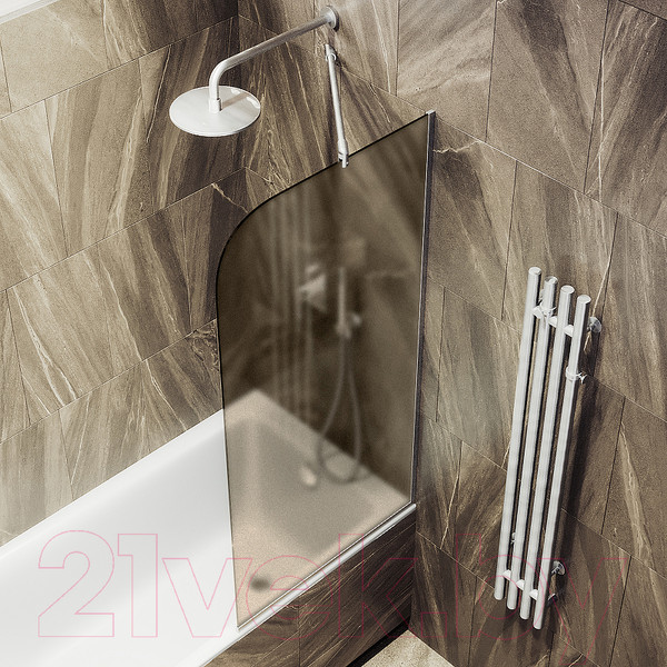 Изображение товара Стеклянная шторка для ванны MaybahGlass MGV-125-5у (бронзовое матовое стекло/хром матовый)