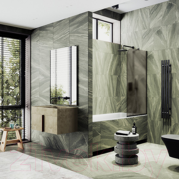 Изображение товара Стеклянная шторка для ванны MaybahGlass MGV-136-6у (бронзовое матовое стекло/черный)