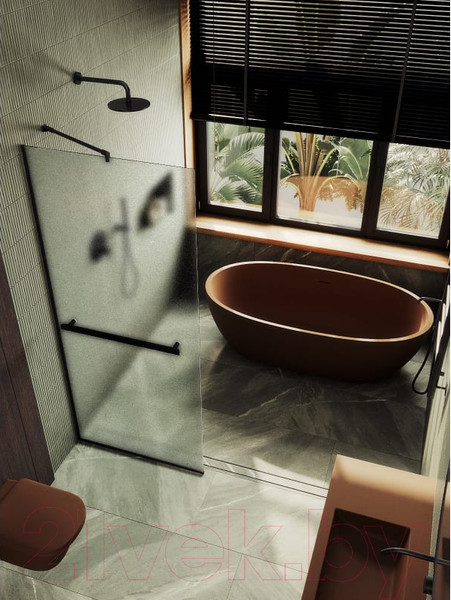 Изображение товара Душевая стенка MaybahGlass 195x109 / MGD-713-6у (сатин стекло/черный)