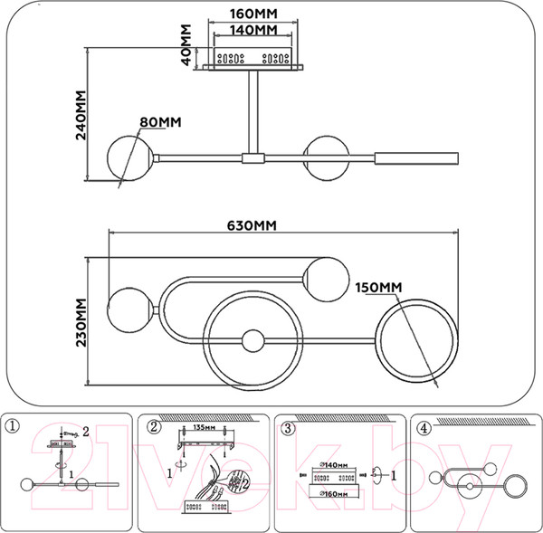 Изображение товара Люстра Ambrella Comfort FL66221/3 WH (белый)