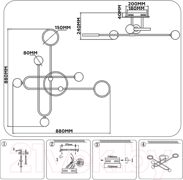 Изображение товара Люстра Ambrella Comfort FL66229/6 WH  (белый)