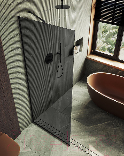 Изображение товара Душевая стенка MaybahGlass MGD-686-6у (графитовое стекло/черный)