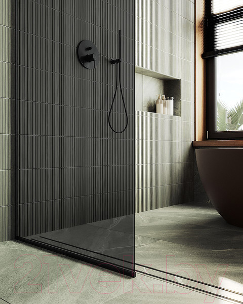 Изображение товара Душевая стенка MaybahGlass MGD-686-6у (графитовое стекло/черный)