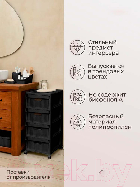 Изображение товара Комод пластиковый Econova Velvet / 435218813  (черный)