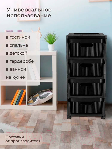 Изображение товара Комод пластиковый Econova Velvet / 435218813  (черный)