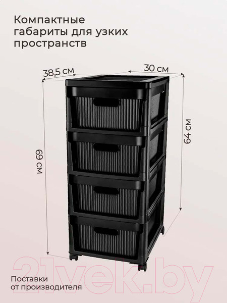 Изображение товара Комод пластиковый Econova Velvet / 435218813  (черный)