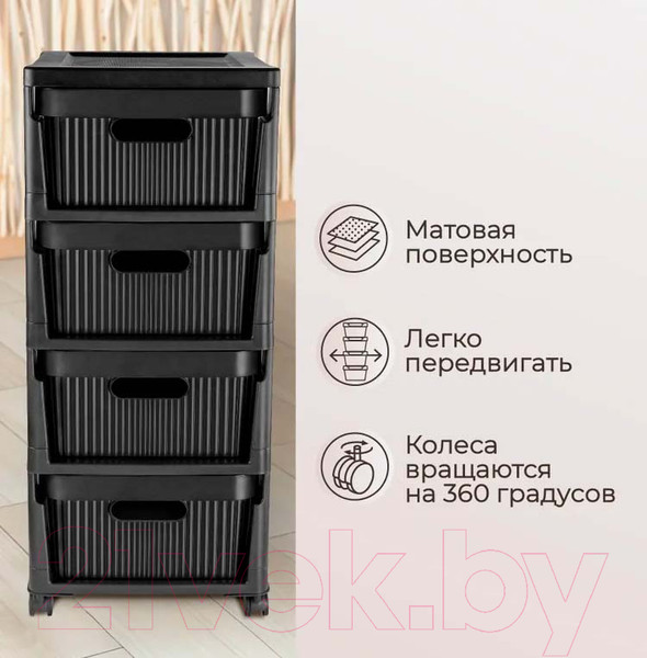 Изображение товара Комод пластиковый Econova Velvet / 435218813  (черный)