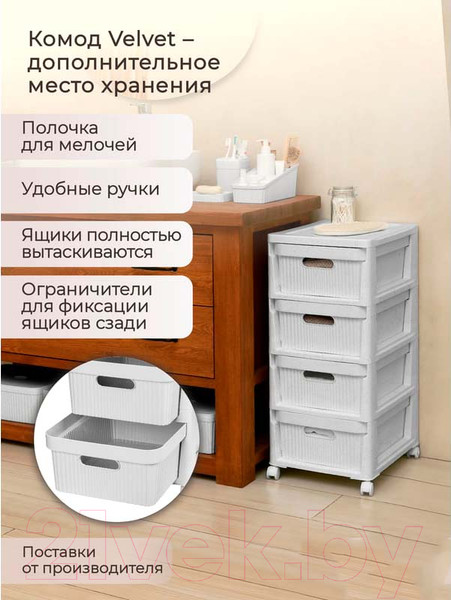 Изображение товара Комод пластиковый Econova Velvet / 435218838  (светло-серый флэк)