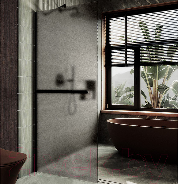 Изображение товара Душевая стенка MaybahGlass 195x89 / MGD-737-6у (сатин стекло/черный)