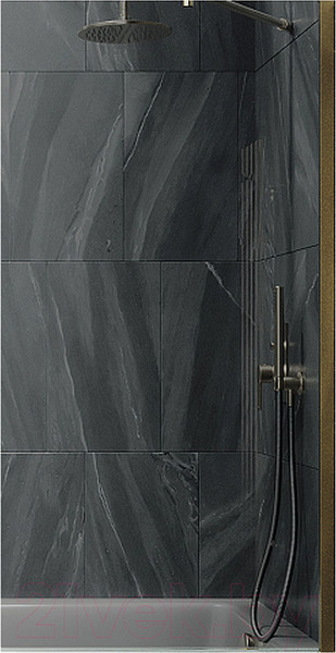 Изображение товара Стеклянная шторка для ванны MaybahGlass MGV-252-3ш (графитовое стекло/золотой)