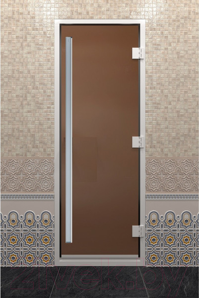 Изображение товара Стеклянная дверь для бани/сауны Doorwood Хамам Престиж 151x199 / DW03345 (бронза матовый)