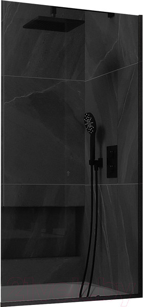 Изображение товара Стеклянная шторка для ванны MaybahGlass MGV-252-6у (графитовое стекло/черный)