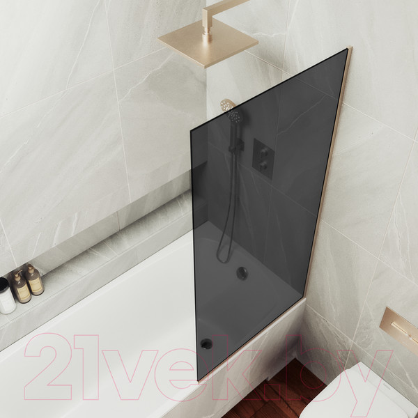 Изображение товара Стеклянная шторка для ванны MaybahGlass MGV-252-2у (графитовое стекло/бронзовый)