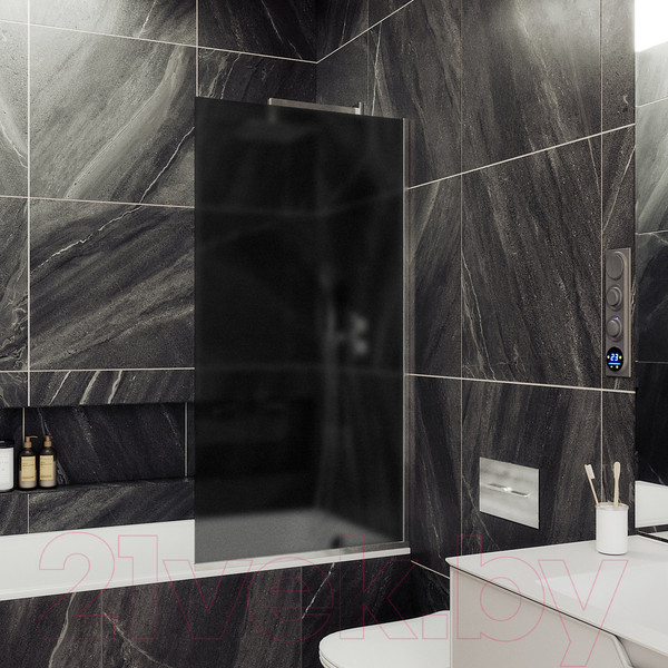 Изображение товара Стеклянная шторка для ванны MaybahGlass MGV-251-4у (графитовое матовое стекло/хром глянцевый)