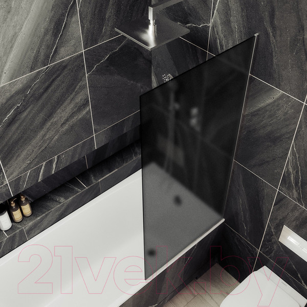 Изображение товара Стеклянная шторка для ванны MaybahGlass MGV-251-4у (графитовое матовое стекло/хром глянцевый)