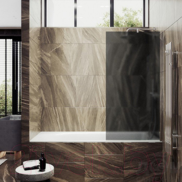 Изображение товара Стеклянная шторка для ванны MaybahGlass MGV-84-4ш (графитовое матовое стекло/хром глянцевый)