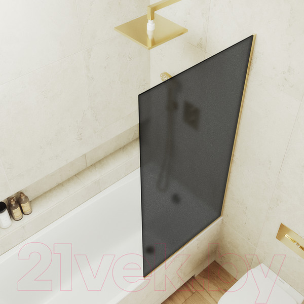 Изображение товара Стеклянная шторка для ванны MaybahGlass MGV-251-3у (графитовое матовое стекло/золотой)