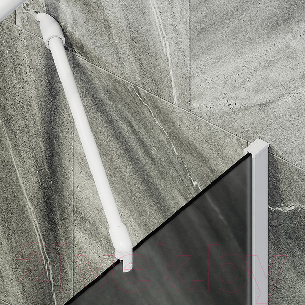 Изображение товара Стеклянная шторка для ванны MaybahGlass MGV-84-1ш (графитовое матовое стекло/белый матовый)