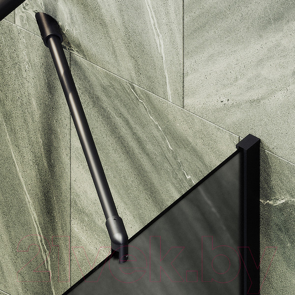 Изображение товара Стеклянная шторка для ванны MaybahGlass MGV-84-6ш (графитовое матовое стекло/черный)