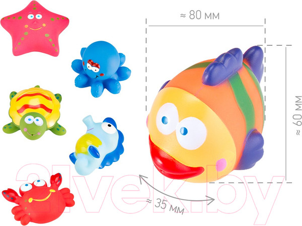 Изображение товара Набор игрушек для ванной Roxy-Kids Морские обитатели / RRT-811-2